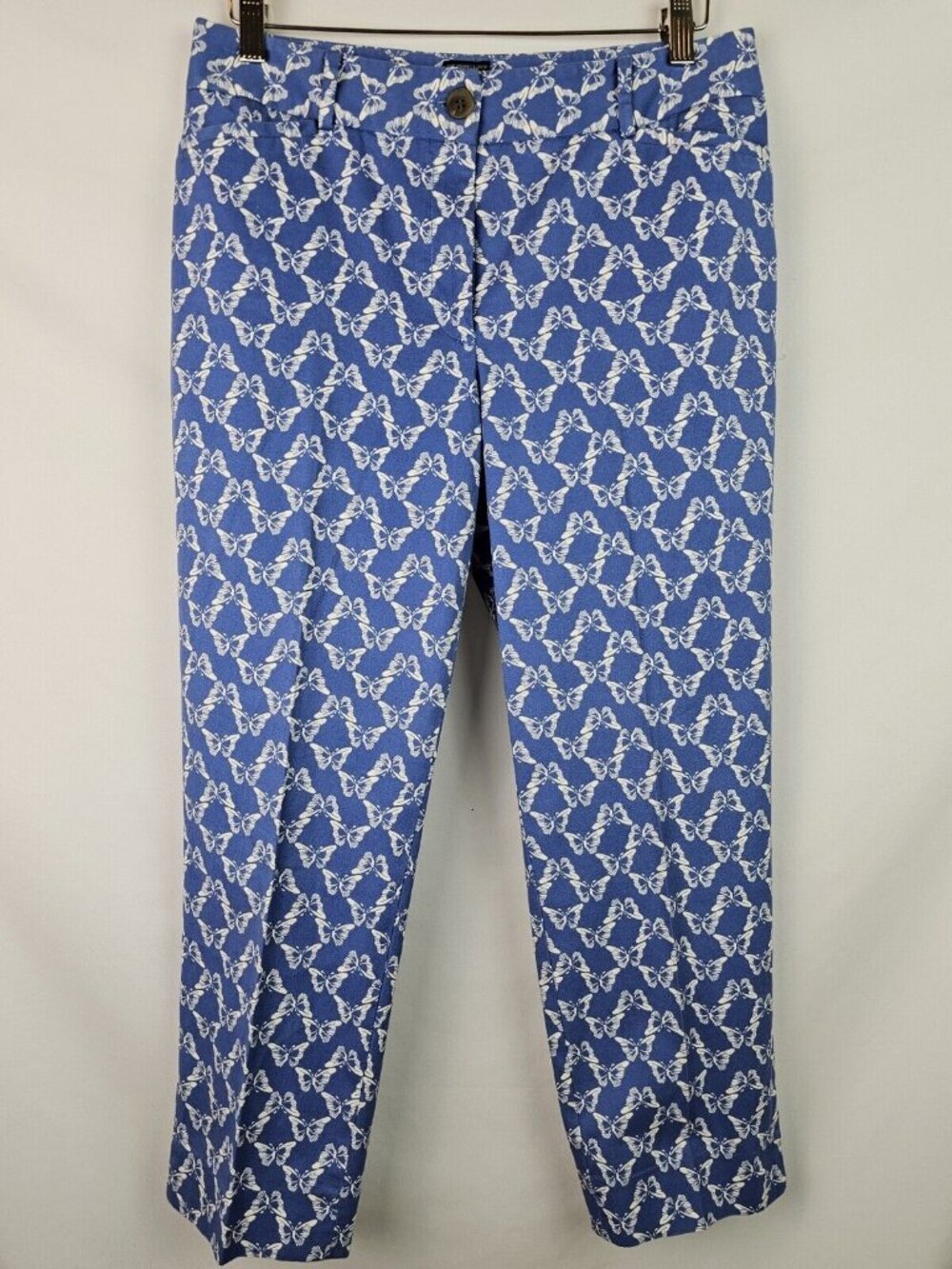 Talbots Women's Pants Size 6 Blue Butterfly Cropped Ankle The Perfect Crop